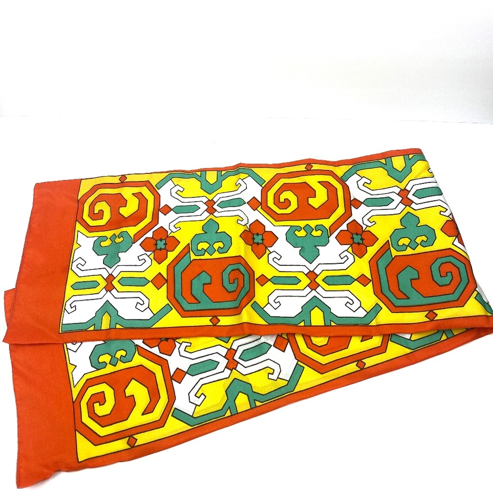 Scarf Me Long Italian Made Geometry Orange Green Yellow White